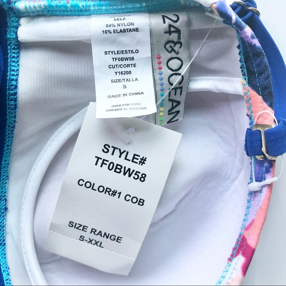 NEW 24th & Ocean Women’s swim top in pink/blue -size small - Picture 8 of 9